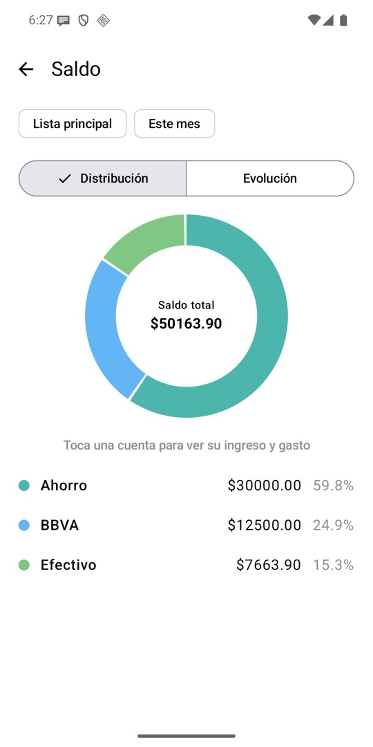 Distribución del saldo entre cuentas